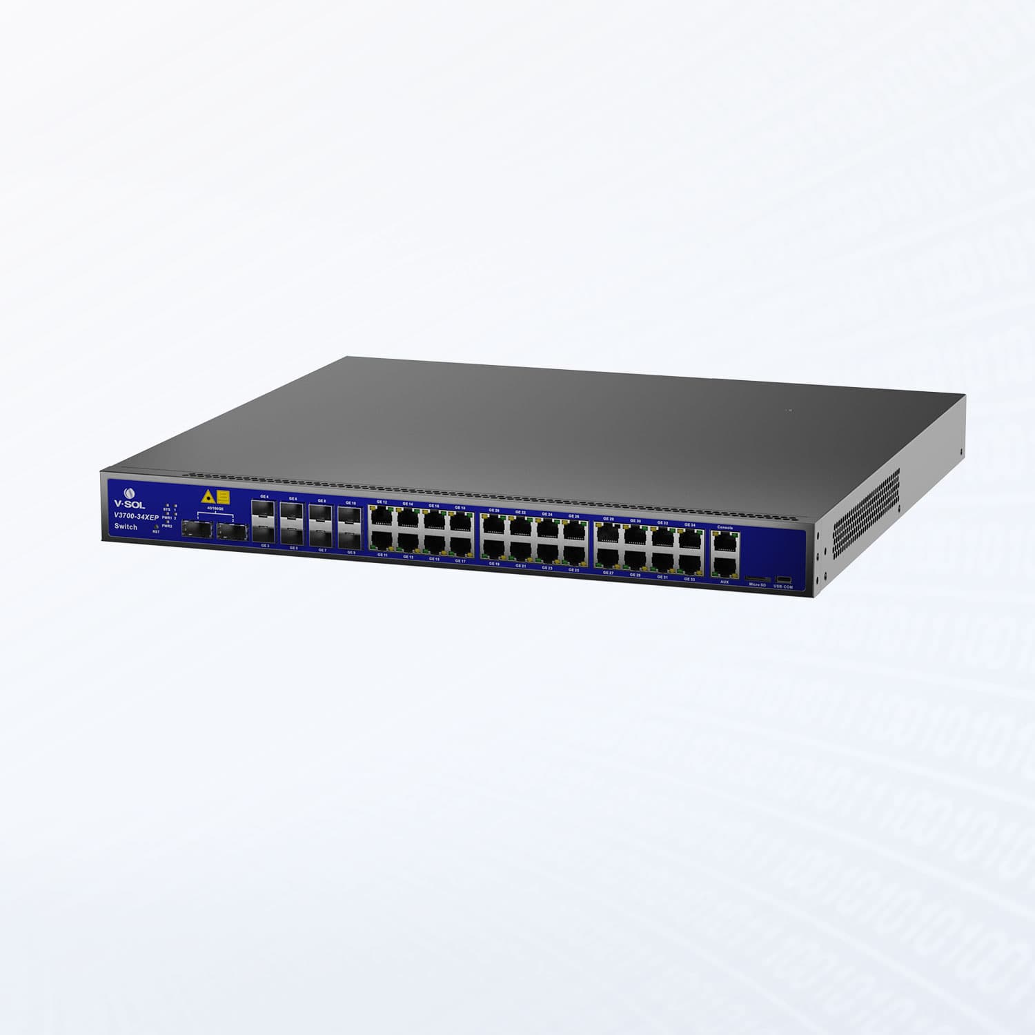 V3700-34XEP — 24*10GE(PoE++)+8*10GE(SFP+)+2*40G/100G(QSFP) Layer3 Switch, vista 2