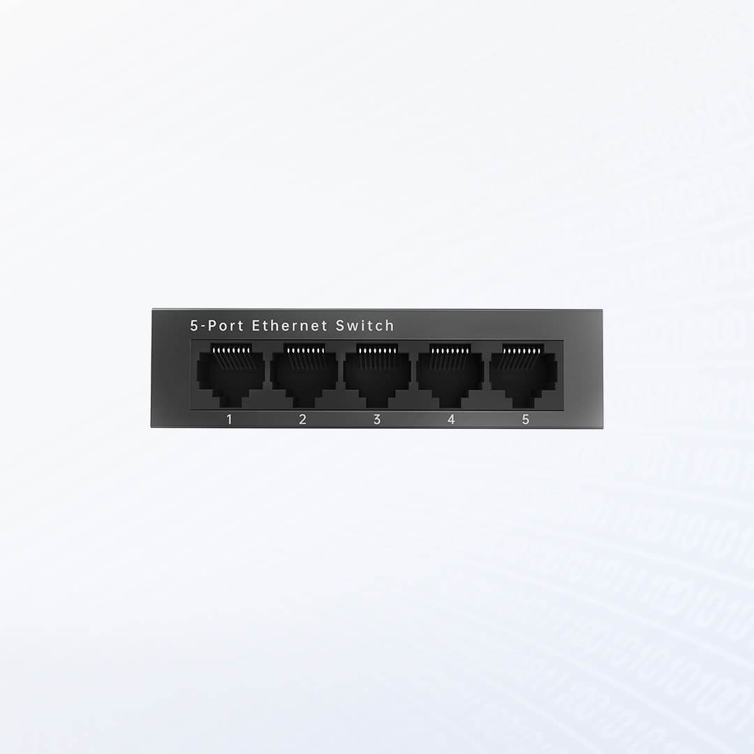V1500-5F(G)-R, V1500-8F(G)-R — Switch Ethernet no Gestionado de la Serie V1500 (Rápido/Gigabit), vista 5
