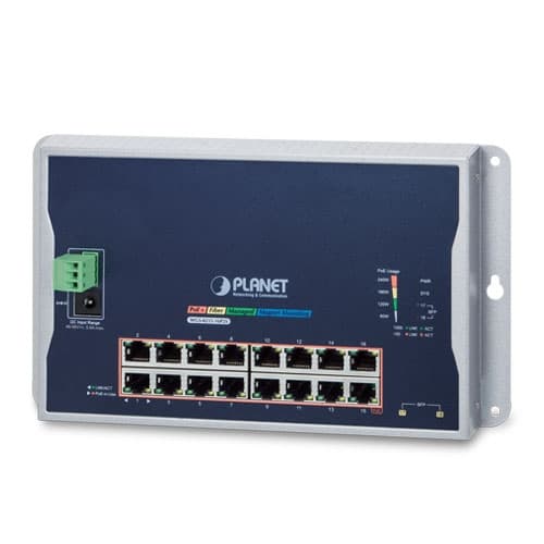 WGS-4215-16P2S — Industrial 16-Port 10/100/1000T 802.3at PoE + 2-Port 100/1000X SFP Wall-mounted Managed Switch