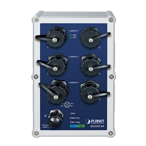 IGS-5227-6T — Industrial IP67-rated 6-Port 10/100/1000T Managed Ethernet Switch, vista 2
