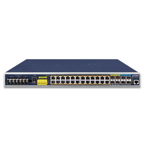 IGS-6325-24P4X — Industrial L3 24-Port 10/100/1000T-802.3at PoE + 4-Port 10G SFP+ Managed Ethernet Switch, vista 2