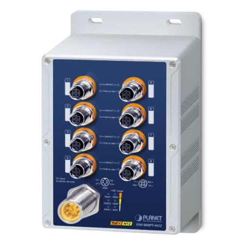 ISW-808PT-M12 — Industrial IP67 8-Port 10/100TX M12 802.3at PoE+ Switch