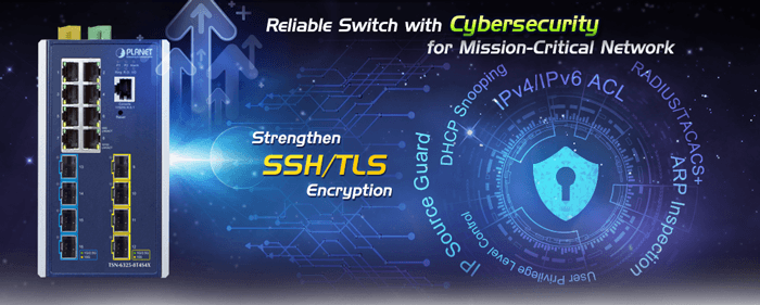TSN-6325-8T4S4X — Industrial L3 8-Port 10/100/1000T + 4-Port 1G/2.5G SFP + 4-Port 10GBASE-X SFP+
Managed TSN Ethernet Switch, vista 8