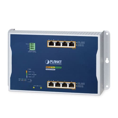 WGS-4215-8HP2S — Industrial L2/L4 8-Port 10/100/1000T 802.3bt PoE + 2-Port 100/1000X SFP Wall-mount Managed Ethernet Switch