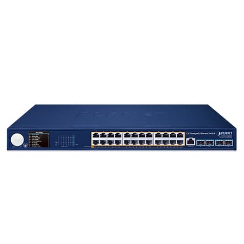 GS-6311-24P4XV — L3 24-Port 10/100/1000T 802.3at PoE + 4-Port 10G SFP+ Managed Ethernet Switch with Smart LCD Screen, vista 2