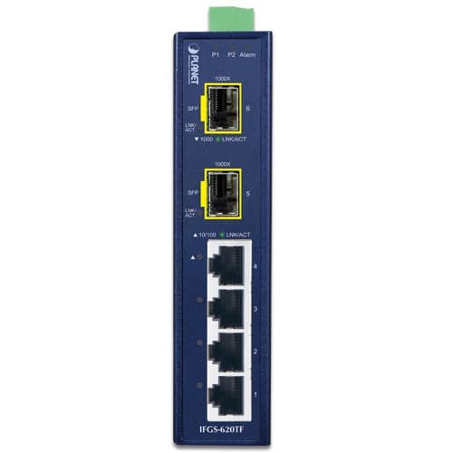 IFGS-620TF — Industrial 4-Port 10/100TX + 2-Port 1000X SFP Ring Ethernet Switch, vista 2