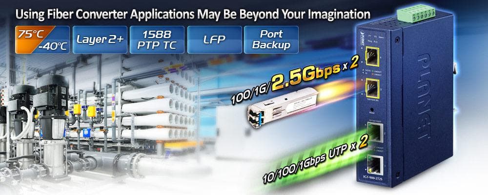 IGT-900-2T2S — Industrial 2-Port 10/100/1000T + 2-Port 100/1000/2500X SFP Managed Media Converter, vista 4