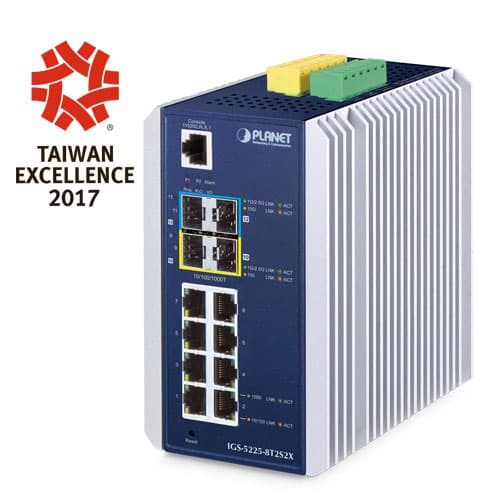 IGS-5225-8T2S2X — Industrial L3 8-Port 10/100/1000T + 2-Port 1G/2.5G SFP + 2-Port 10G SFP+ Managed Ethernet Switch