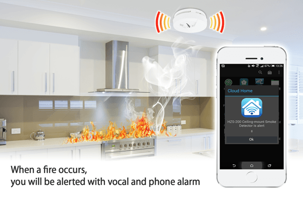 HZS-200 — Z-Wave Ceiling-mount Smoke Detector, vista 4