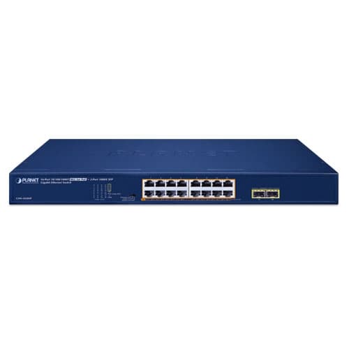 GSW-1820HP — 16-Port 10/100/1000T 802.3at PoE + 2-Port 1000X SFP Gigabit Ethernet Switch, vista 2