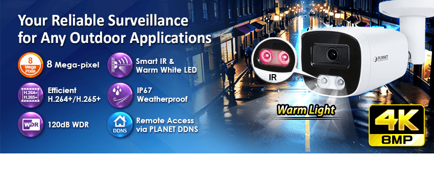 ICA-3880 — H.265+ 8MP Full Color Smart IR Bullet IP Camera, vista 6