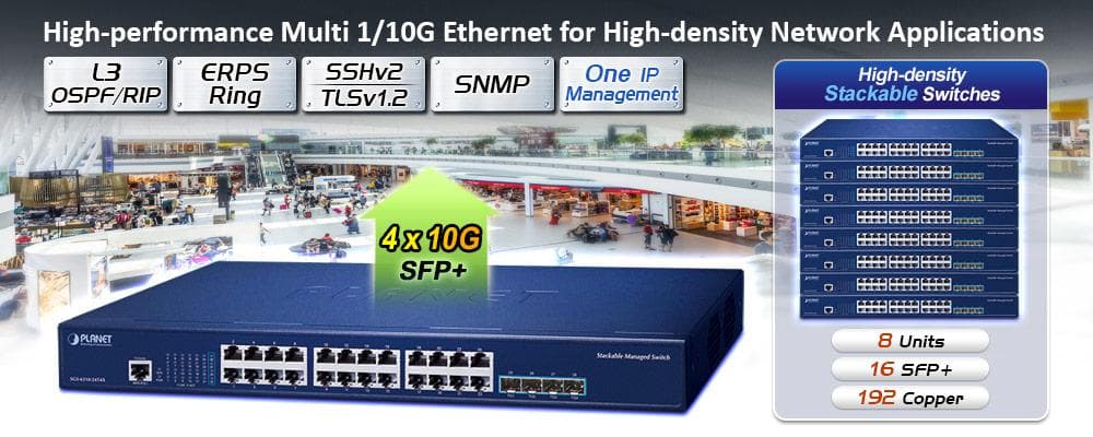 SGS-6310-24T4X — L3 24-Port 10/100/1000T + 4-Port 10G SFP+ Stackable Managed Switch, vista 4