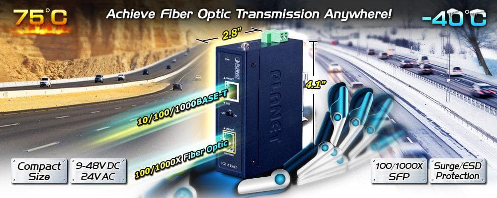 IGT-815AT — Industrial Compact 100/1000BASE-X to 10/100/1000BASE-T Media Converter, vista 4