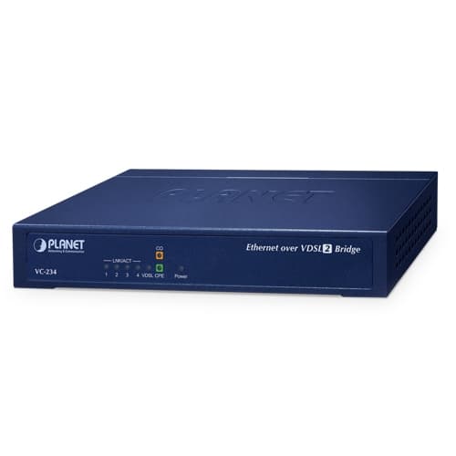 VC-234 — Ethernet over VDSL2 Bridge (4*RJ45, 1*VDSL2/RJ11, 1*Phone-30a)