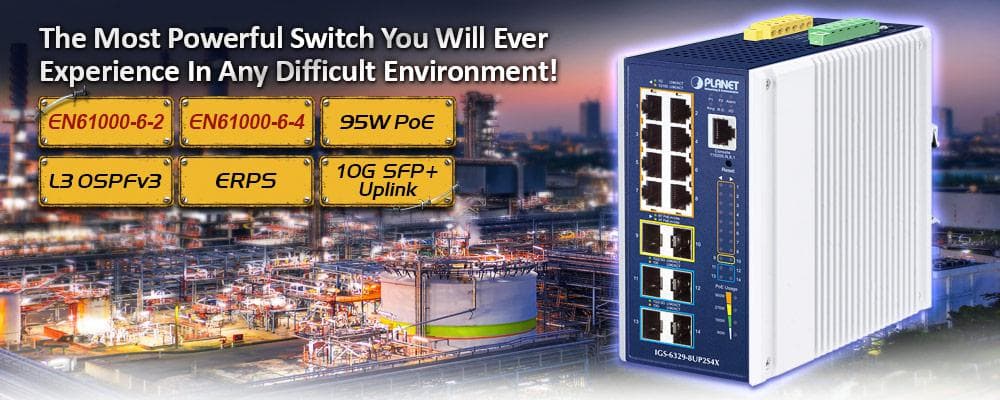 IGS-6329-8UP2S4X — Industrial L3 8-Port 10/100/1000T 802.3bt PoE + 2-Port 1G/2.5G SFP + 4-Port 10G SFP+ Managed Ethernet Switch, vista 4