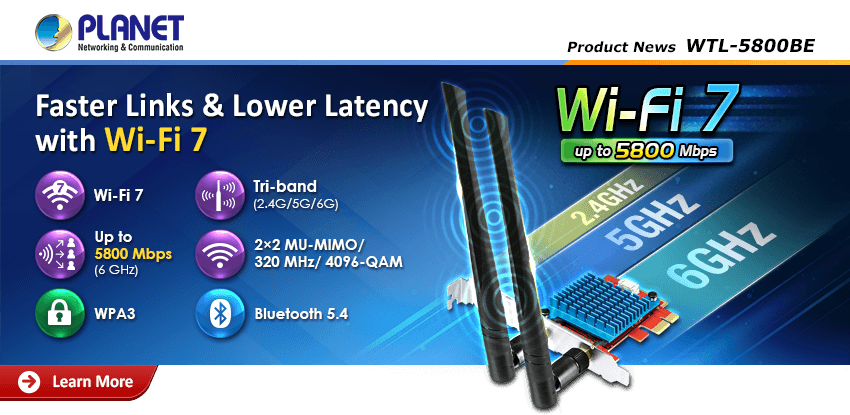 WTL-5800BE — 802.11be Wi-Fi 7 Tri-band Wireless PCI Express Adapter, vista 3