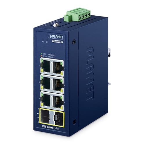 IGS-820TF-PN — Compact Industrial 6-Port 10/100/1000T + 2-Port 100/1000X SFP PROFINET Switch