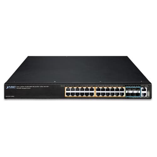SGS-6341-24P6X — Layer 3 24-Port 10/100/1000T 802.3at PoE + 6-Port 10G SFP+ Stackable Managed Ethernet Switch, vista 2