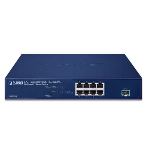 MGS-910X — 8-Port 10/100/1000/2500T + 1-Port 10G SFP+ Multigigabit Ethernet Switch, vista 2