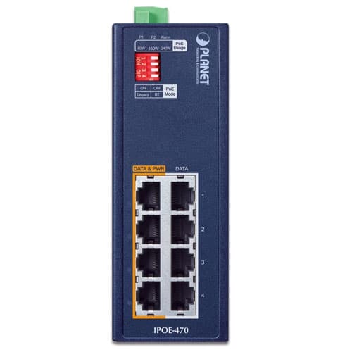 IPOE-470 — Industrial 4-port Multi-Gigabit 802.3bt PoE++ Injector Hub, vista 2