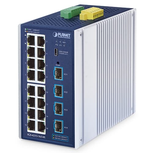 IGS-4215-16T4X — Industrial L2+ 16-Port 10/100/1000T + 4-Port 10G SFP+ Managed Ethernet Switch