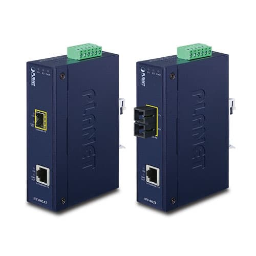 IFT-802T / IFT-802TS15 / IFT-805AT — 10/100Base-TX to 100Base-FX Industrial Media Converter with Wide Operating Temperature