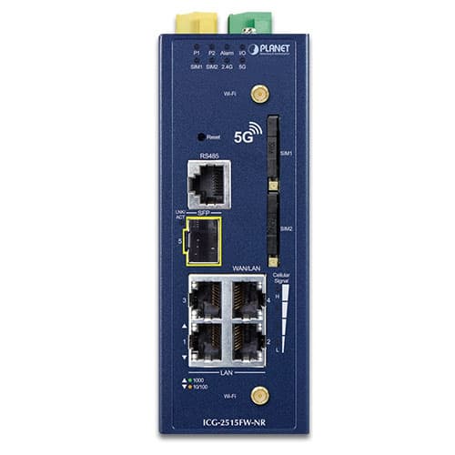 ICG-2515FW-NR — Industrial 5G NR Cellular Wireless Gateway with 1-Port 1000X SFP, vista 3