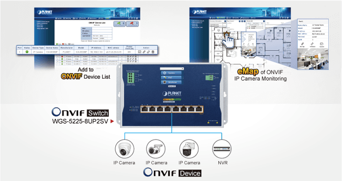 WGS-5225-8UP2SV — Industrial L2+ 8-Port 10/100/1000T 802.3bt PoE + 2-Port 1G/2.5G SFP Wall-mount Managed Switch with LCD Touch Screen, vista 10