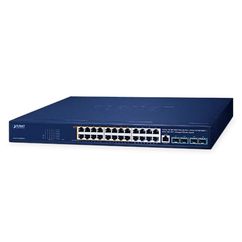 GS-4210-16UP8T4X — 16-Port 10/100/1000T 802.3bt PoE + 8-Port 10/100/1000T + 4-Port 10G SFP+ Managed Ethernet Switch