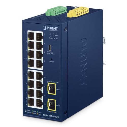IGS-4215-16T2S — Industrial L2/L4 16-Port 10/100/1000T + 2-Port 1G/2.5G SFP Managed Switch