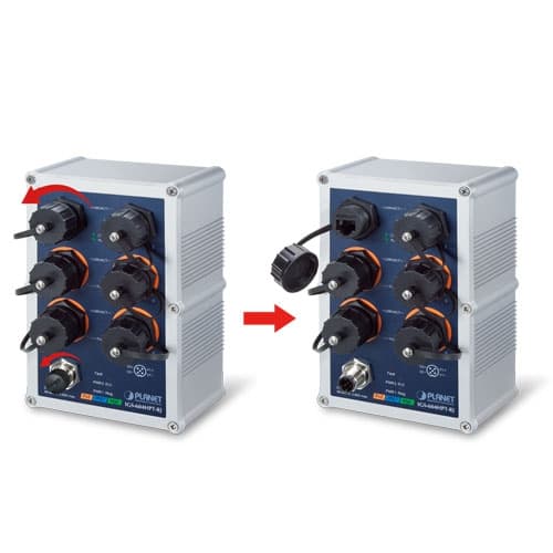 IGS-604HPT-RJ — Industrial IP67-rated 4-Port 10/100/1000T 802.3at PoE + 2-Port 10/100/1000T Managed Ethernet Switch, vista 3