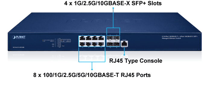 XGS-6311-8T4XR — L3 8-Port 10GBASE-T + 4-Port 10GBASE-X SFP+ Managed Ethernet Switch with Dual 100~240V AC Redundant Power, vista 4
