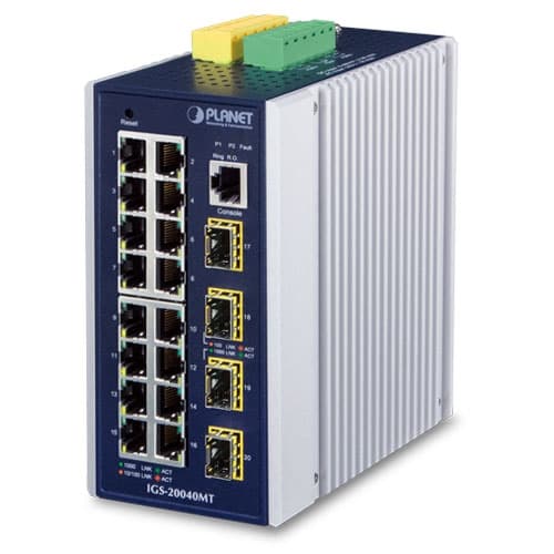 IGS-20040MT — Industrial L2+ 16-Port 10/100/1000T + 4-Port 100/1000X SFP Managed Switch