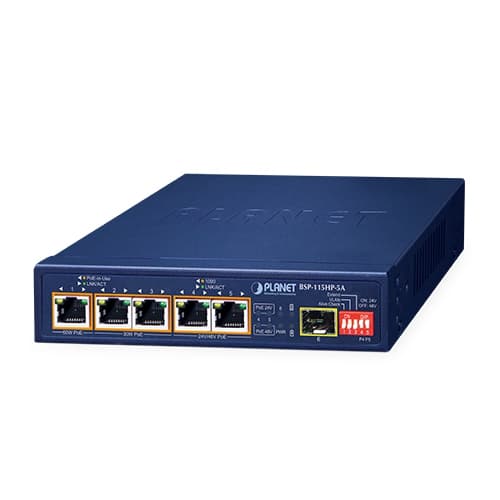 BSP-115HP-5A — 5-Port Hybrid PoE Solar PoE Switch with 1-Port 1000X SFP