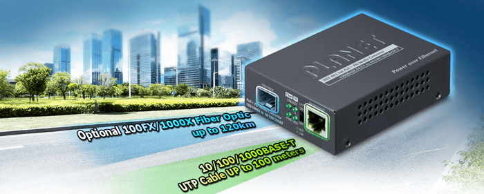 GT-805A-PD — 802.3at PoE+ PD 10/100/1000BASE-T to 100/1000BASE-X SFP Media Converter, vista 6