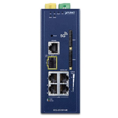 ICG-2515F-NR — Industrial 5G NR Cellular Gateway with 1-Port 1000X SFP, vista 3