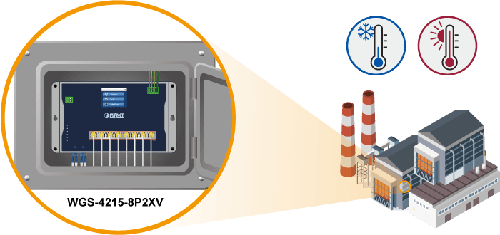 WGS-4215-8P2XV — Industrial L2+ 8-Port 10/100/1000T 802.3at PoE + 2-Port 10G SFP+ Wall-mount Managed Ethernet Switch with LCD Touch Screen, vista 7