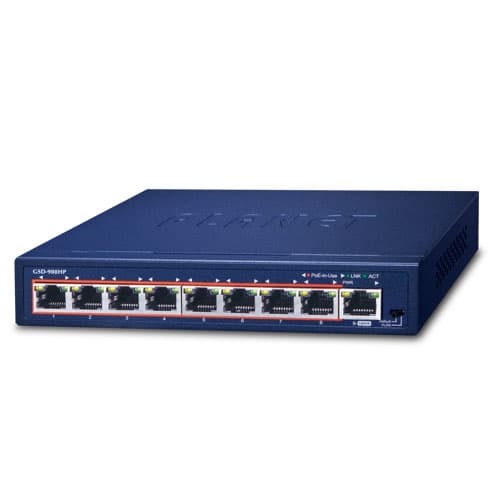 GSD-908HP — 8-Port 10/100/1000T 802.3at PoE + 1-Port Gigabit Desktop Switch