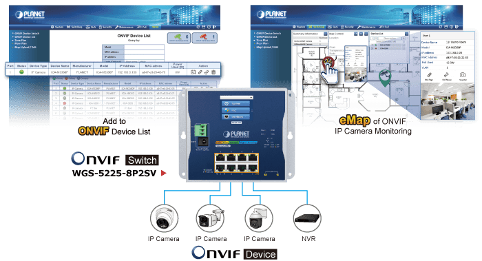 WGS-5225-8P2SV — Industrial L2+ 8-port 10/100/1000T 802.3at PoE + 2-port 1G/2.5G SFP Wall-mount Managed Switch with LCD Touch Screen, vista 8