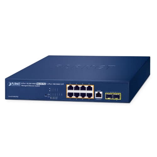 GS-4210-8UP2S — 8-Port 10/100/1000T 802.3bt PoE + 2-Port 100/1000X SFP Managed Ethernet Switch
