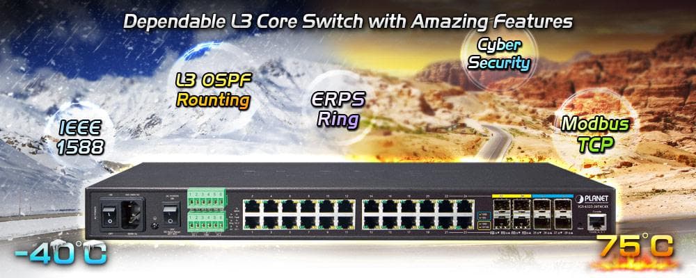 IGS-6325-20T4C4X — Industrial L3 20-Port 10/100/1000T + 4-Port Gigabit TP/SFP + 4-Port 10G SFP+ Managed Ethernet Switch, vista 4