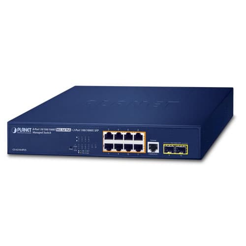 GS-4210-8P2S — 8-Port 10/100/1000T 802.3at PoE + 2-Port 100/1000X SFP Managed Switch