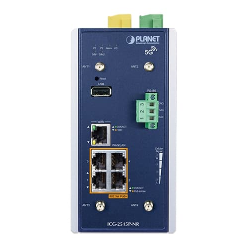 ICG-2515P-NR — Industrial 5G NR Cellular Gateway with 4-Port 10/100/1000T PoE+, vista 3