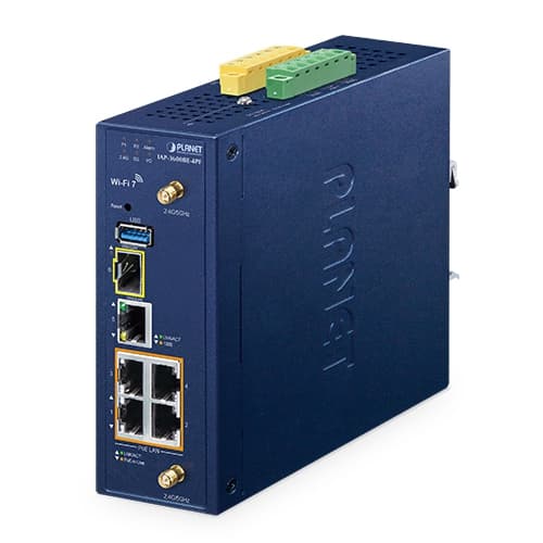 IAP-3600BE-4PF — Industrial Dual Band 802.11be 3600Mbps Wireless Access Point with 4-Port 802.3at PoE+, vista 2