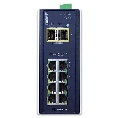 IGS-10020MT — Industrial 8-port 10/100/1000T + 2-port 1G/2.5G SFP Managed Gigabit Switch, vista 2