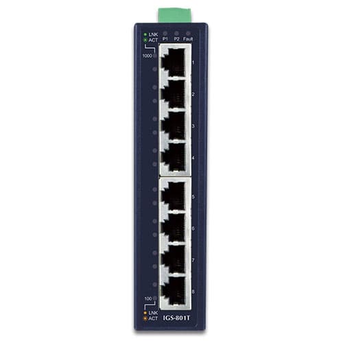 IGS-801T — 8-Port 10/100/1000T Industrial Gigabit Ethernet Switch (-40~75 degrees C operating temperature), vista 2