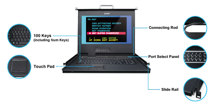 KVM-210-08M — 17" 8-Port Combo VGA LCD KVM Switch, vista 5