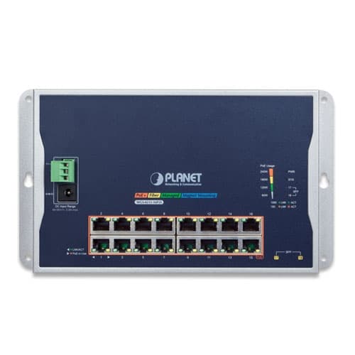 WGS-4215-16P2S — Industrial 16-Port 10/100/1000T 802.3at PoE + 2-Port 100/1000X SFP Wall-mounted Managed Switch, vista 2
