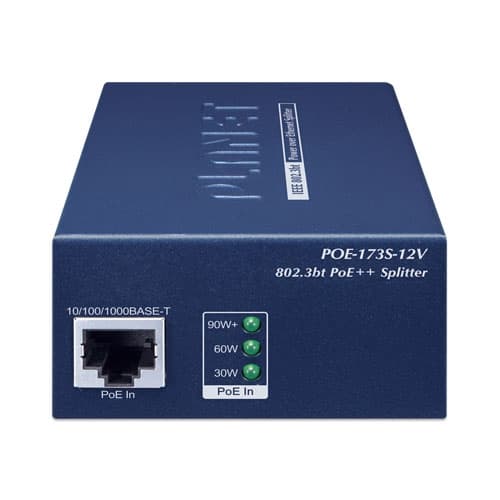 POE-173S-12V — Single-Port 10/100/1000Mbps 802.3bt PoE++ Splitter, vista 2
