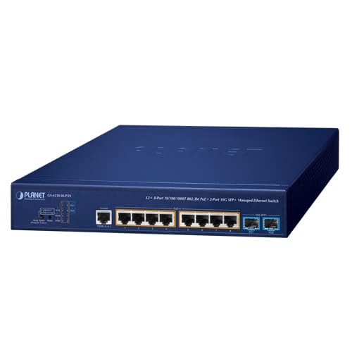GS-4210-8UP2X — 8-Port 10/100/1000T 802.3bt PoE + 2-Port 10G SFP+ Managed Ethernet Switch